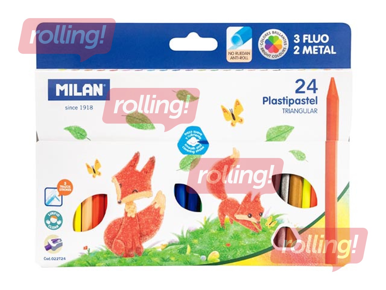 Plastipastel Milan, triangular, 24 colours
