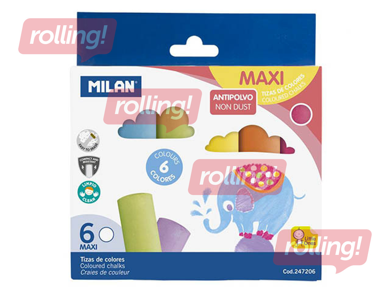 Krīts Milan Maxi, krāsaini, 6 gab.