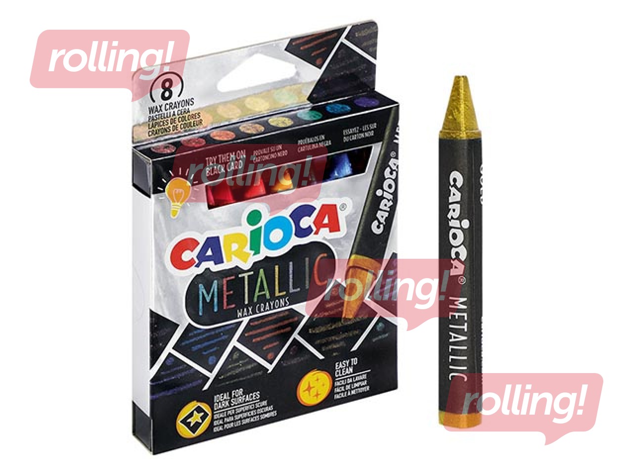 Wax crayons Carioca, metallic, 8 colours