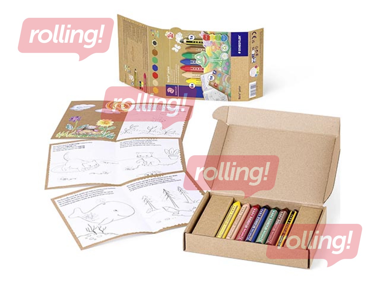 Vaska krītiņi ar zīmuli un krāsojamo grāmatu Staedtler Noris junior 61 C1, 6 krāsas