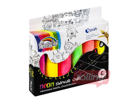 Chalk for asphalt, Fiorello, colorful neon, 6 pcs.