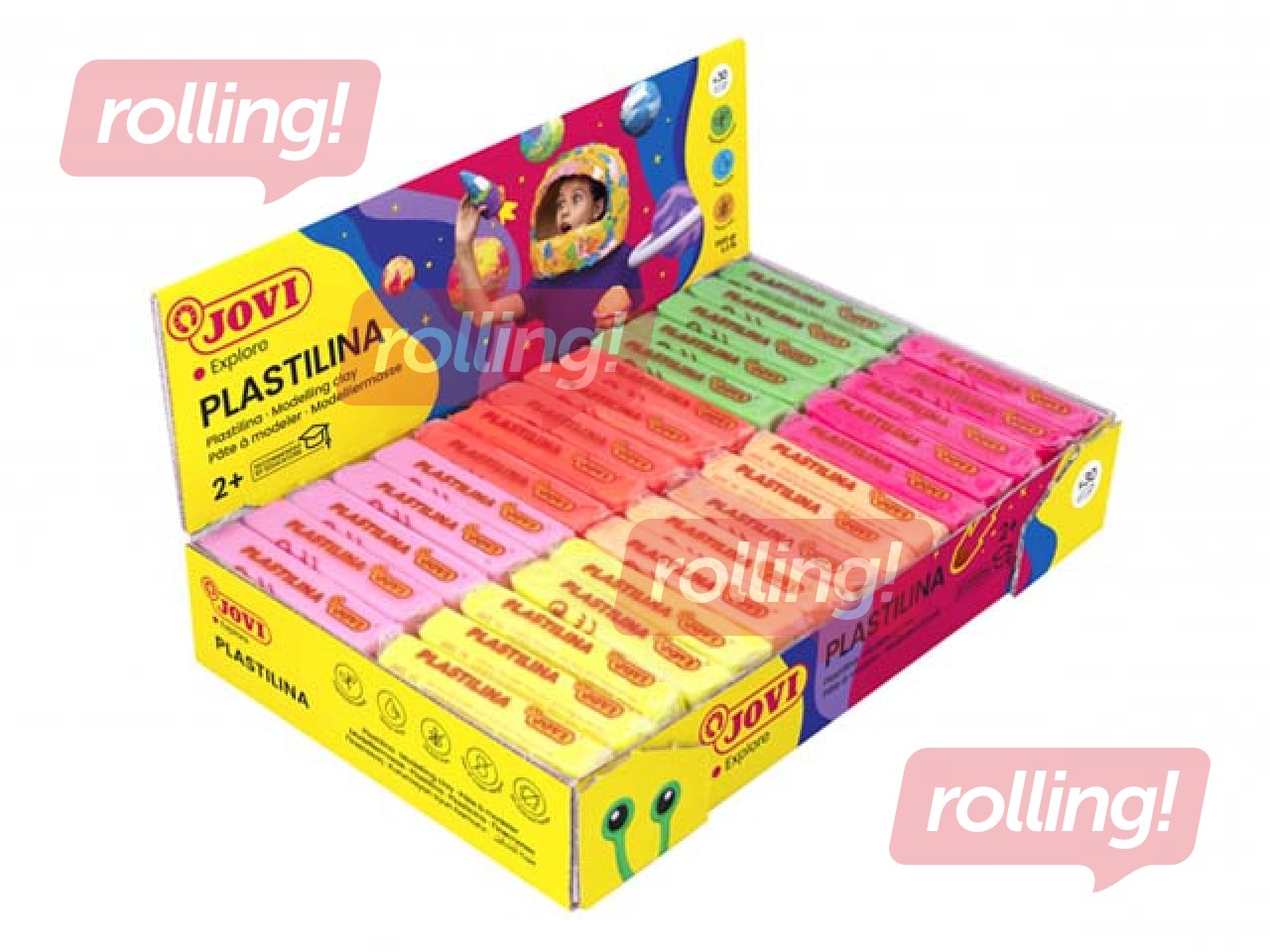Plastilīns Jovi, fluo, 50g x 30 gab.