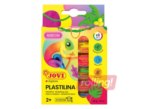 Plastilina Jovi, neon, 15 g, 6 colours