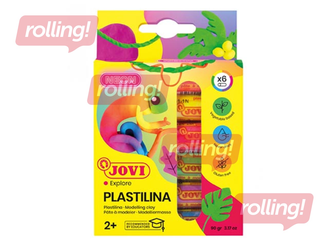 Plastilina Jovi, neon, 15 g, 6 colours