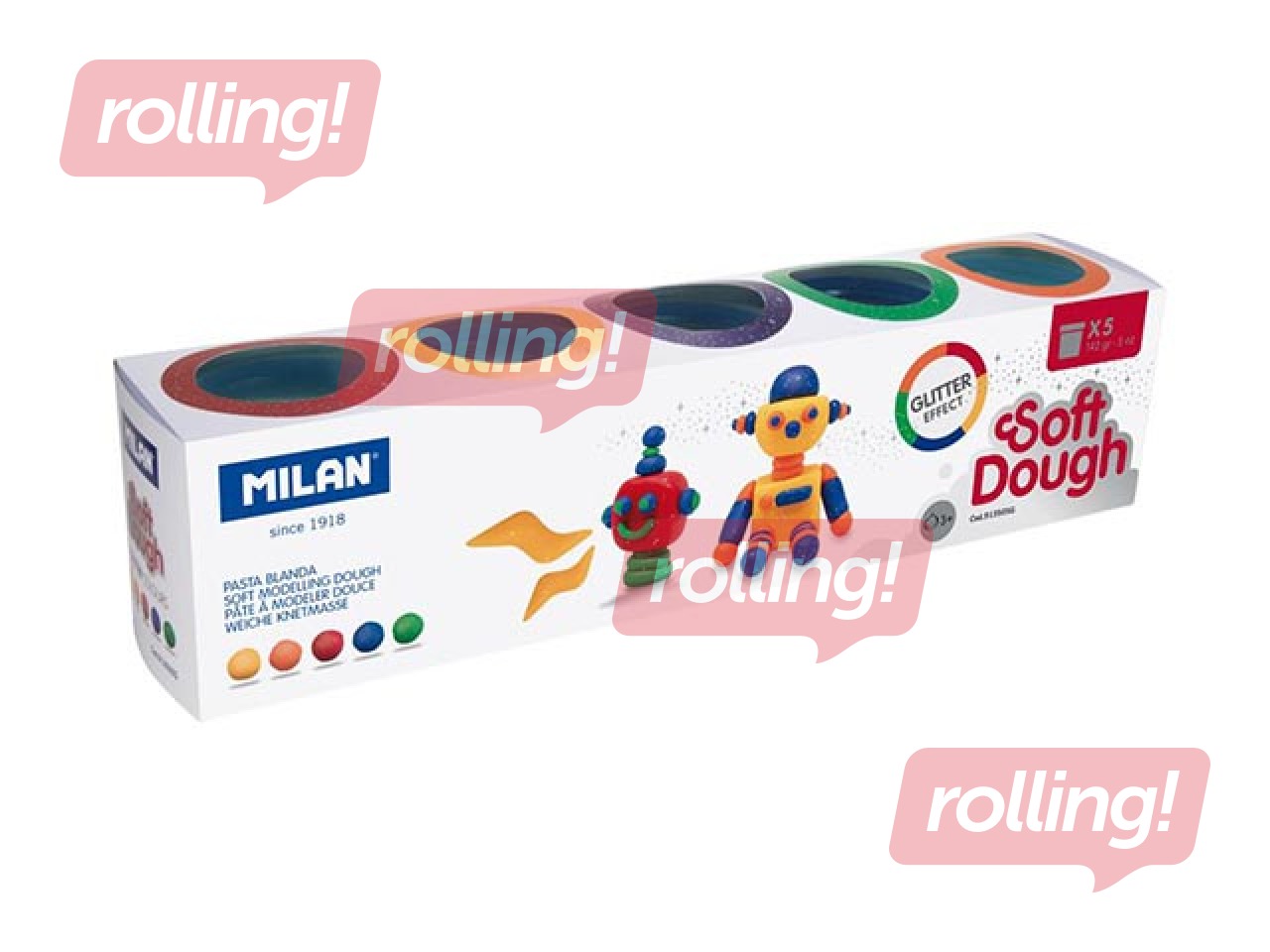 Plastilīna - modelēšanas masas komplekts Milan, 5 krāsas ar spīdumiem