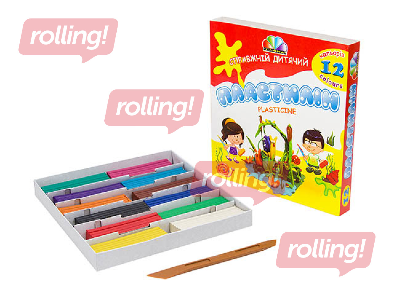 Plastilīns Gamma ar nazīti, 12 krāsas