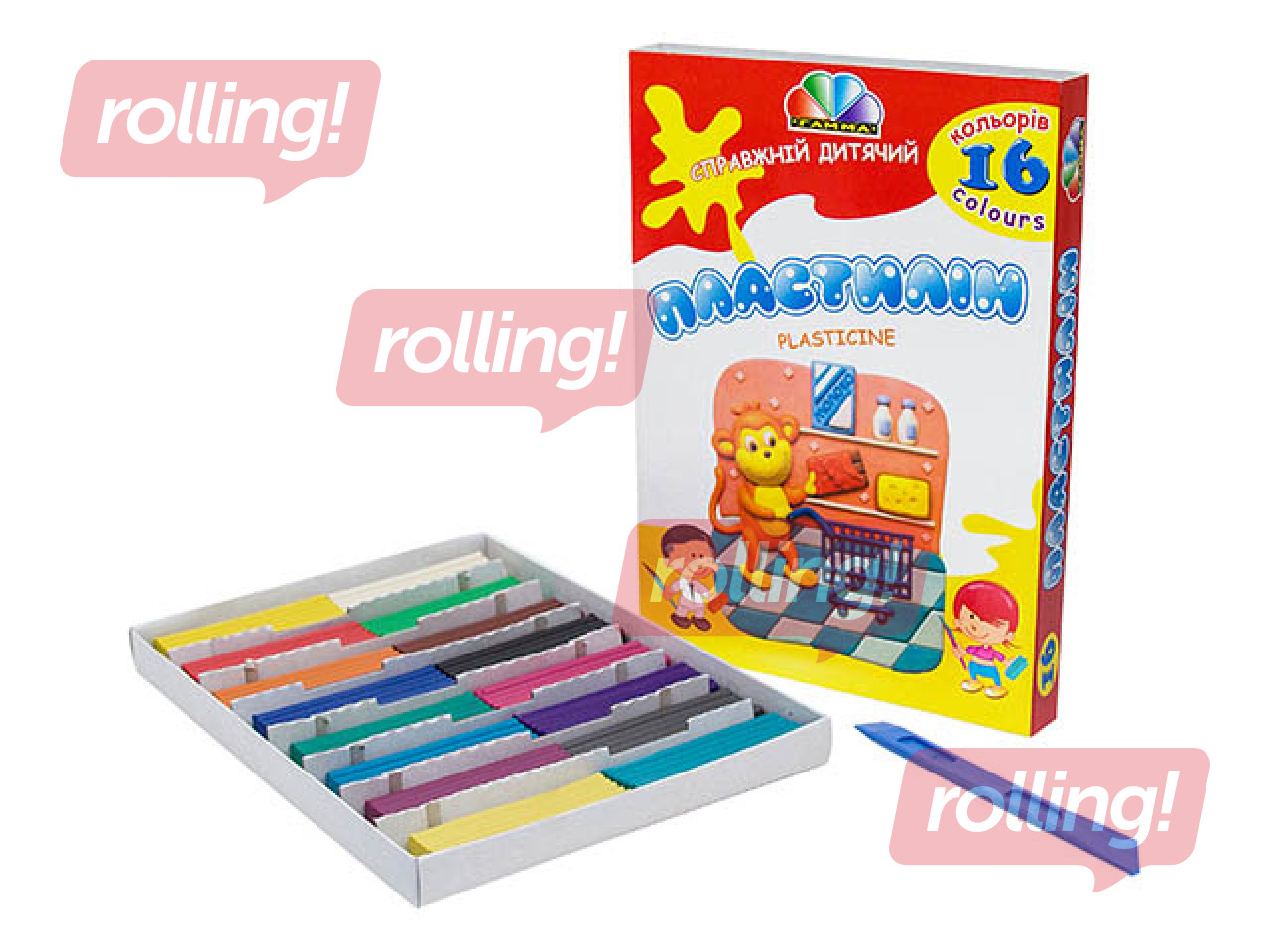 Plasticine Gamma with modelling tool, 16 colors