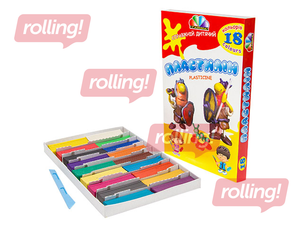 Plastilīns Gamma ar nazīti, 18 krāsas
