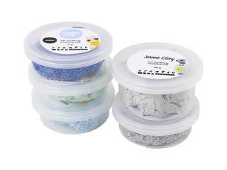 Modelling clay and stone clay mix, blue, green