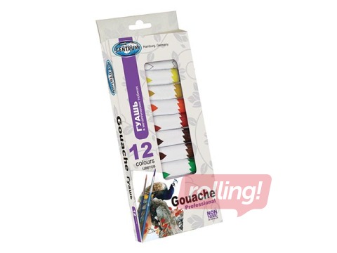 Gouache 12col.x12ml in metal.tubes/box