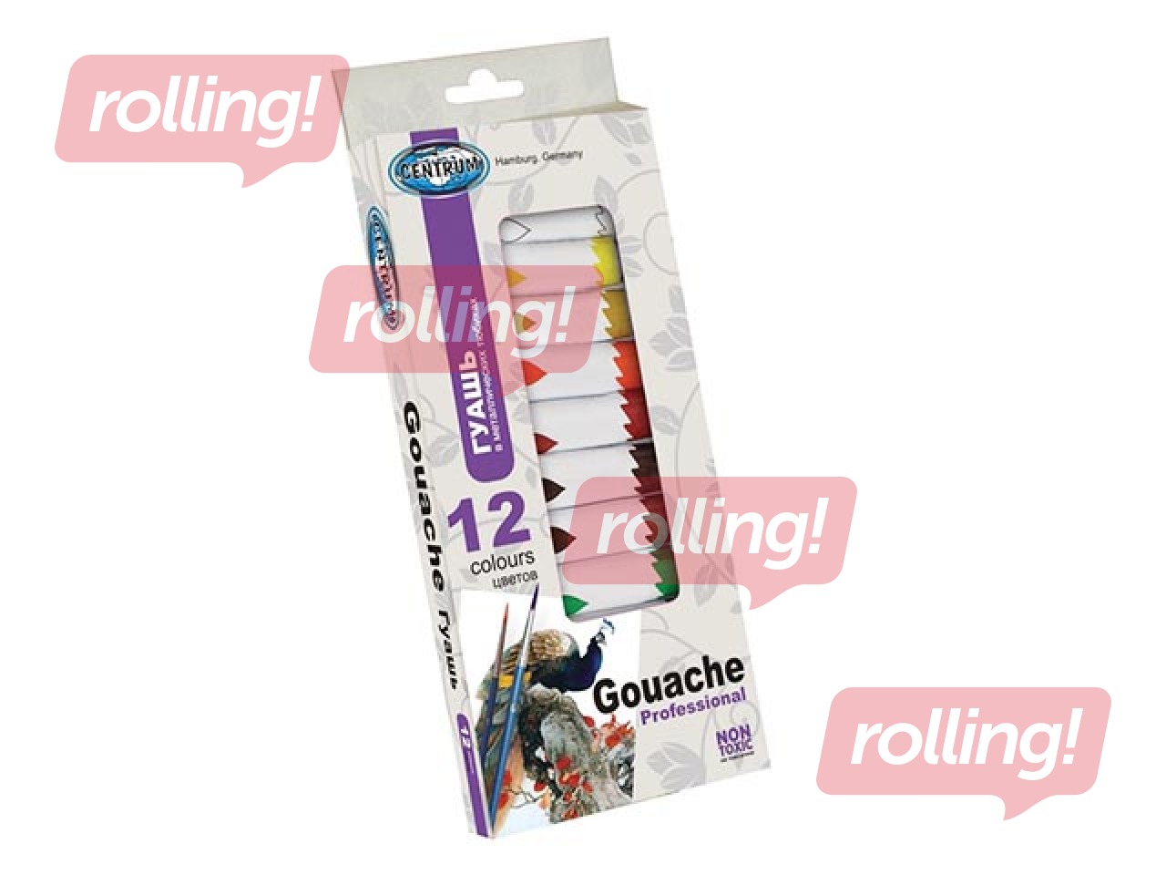 Gouache 12col.x12ml in metal.tubes/box