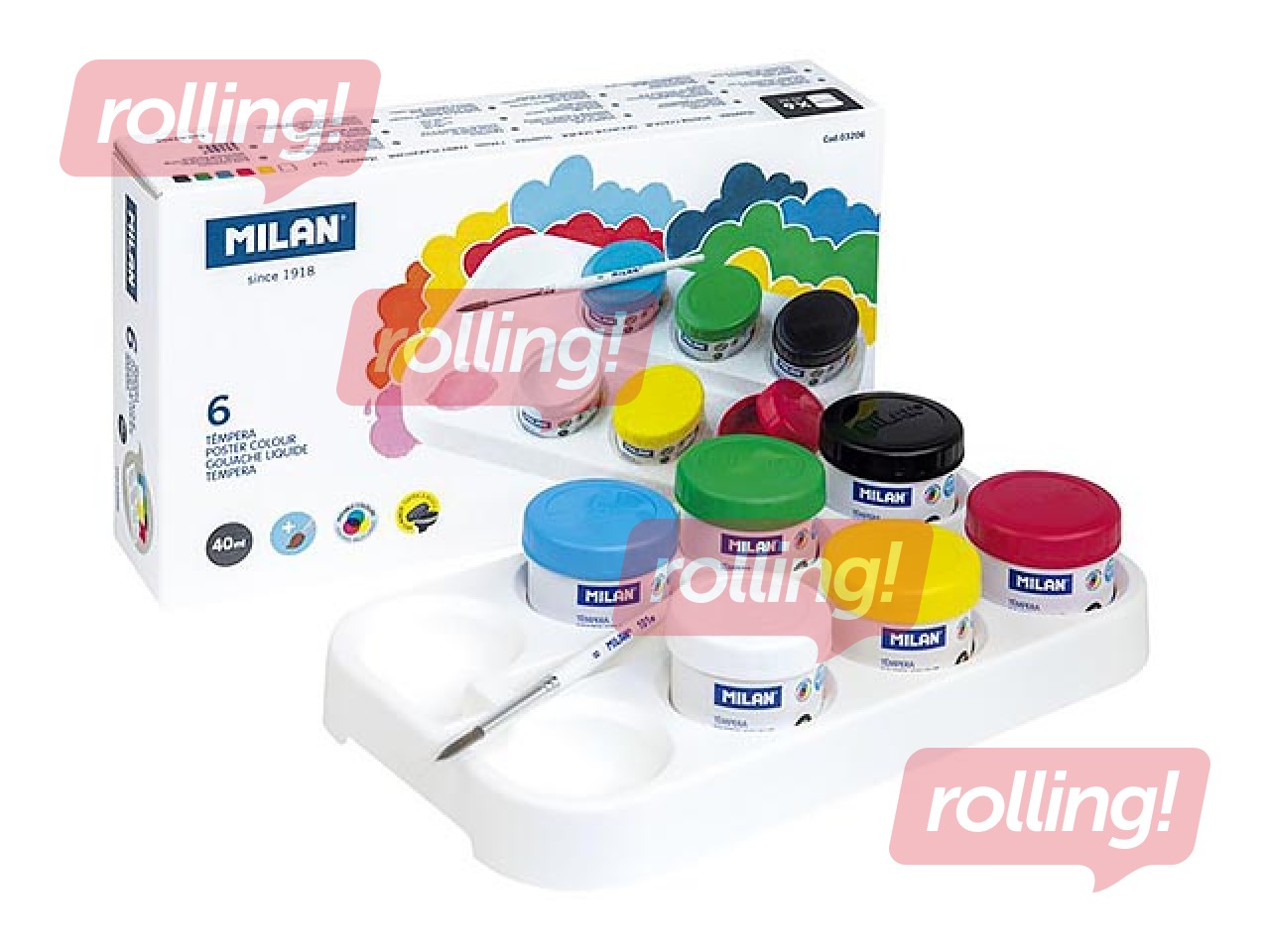 Гуашь Milan, 40 мл, 6 цветов