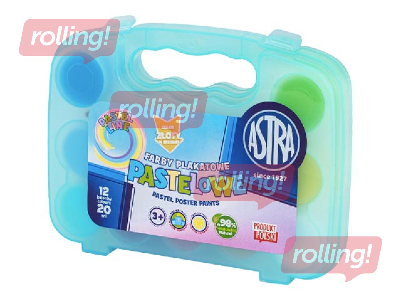 Guaša krāsas ar otiņu Astra plastmasa kastē, 20ml, 13 krāsas