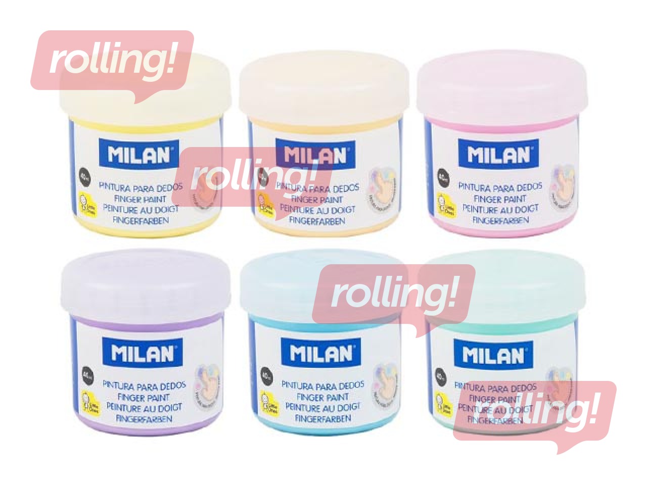 Finger paint Milan, 40ml, 6 pastel colours