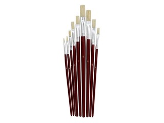 Комплект кисточек  882B, 9 шт., щетина, плоские N0, 2, 4, 6, 8, 10, 12, 14, 16 