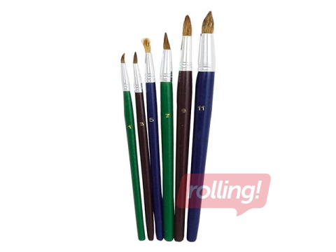 Pintslite komplekt 252A, 6 tk., kitse karv, Nr. 1, 3, 5, 7, 9, 11