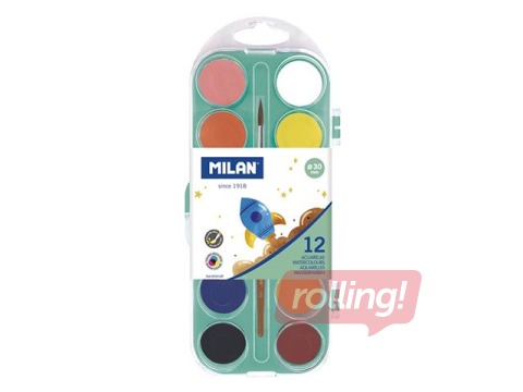 12 vesivärvi Ø30 mm koos pintsliga