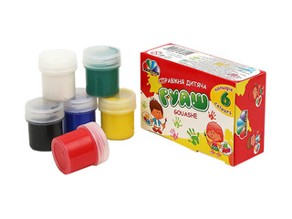 Gouache colors Gamma, 6 colors