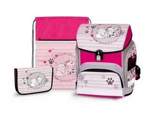 Schoolbag set Cute Pets: school bag, pencil case, shoe bag