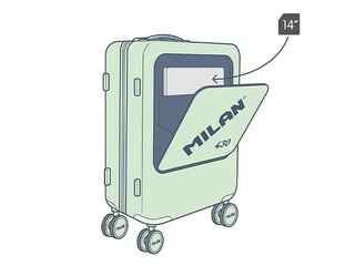 Carry-on suitcase Milan, green, 55x40x23cm