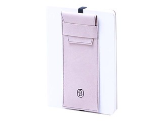 Pencil case, artificial leather, cream pink