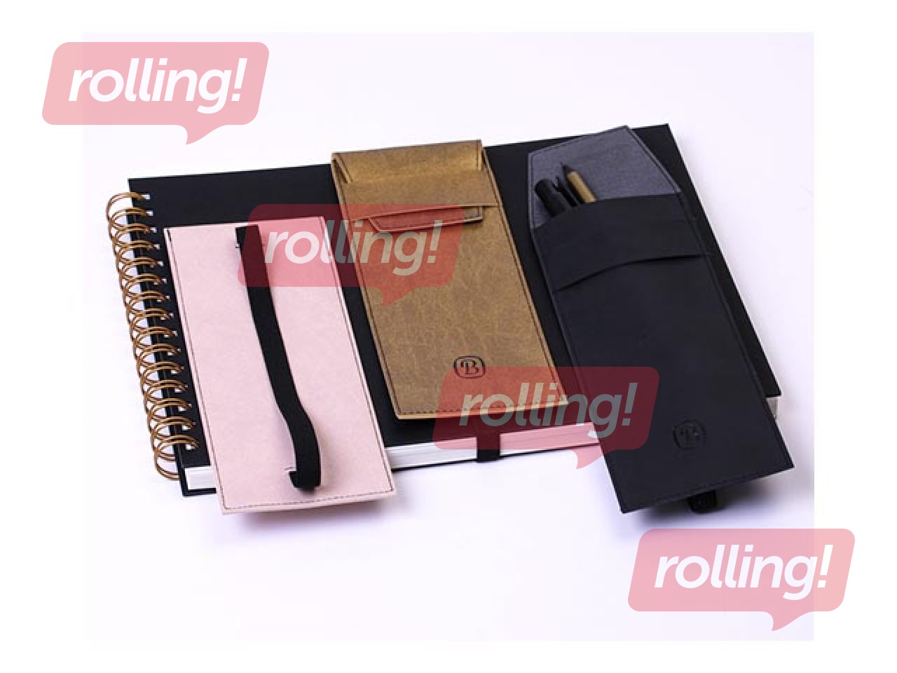 Pencil case, artificial leather, cream pink