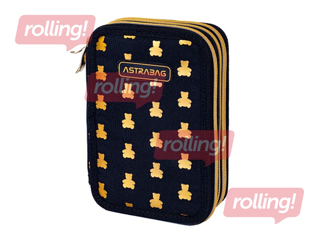 Pliiatsitasku Astra, Golden Teddy, 3 sektsiooni, tarvikutega