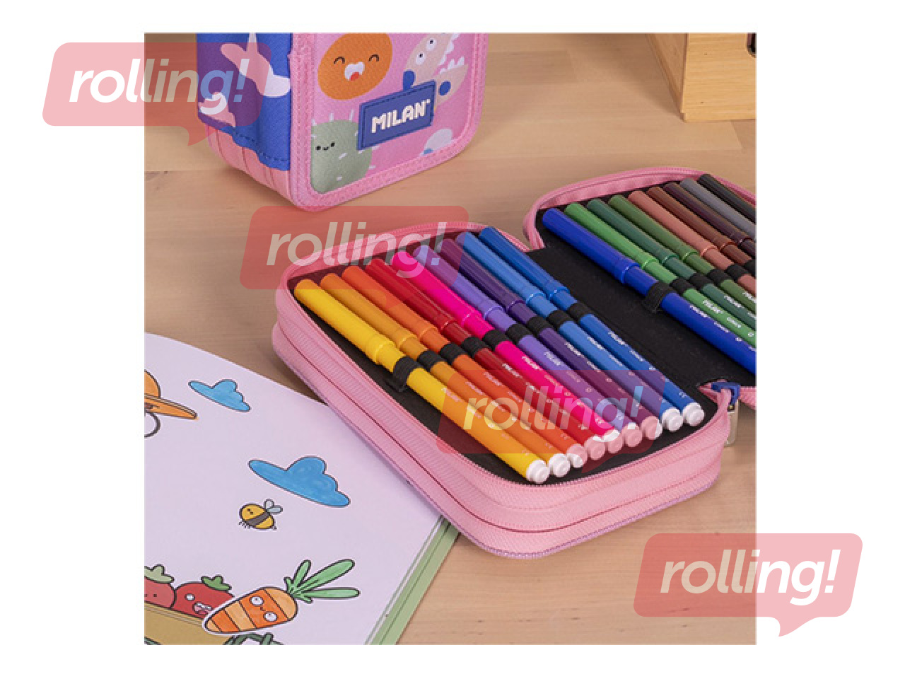 Пенал Milan, Green&Grow, двухсекционный, с принадлежностями