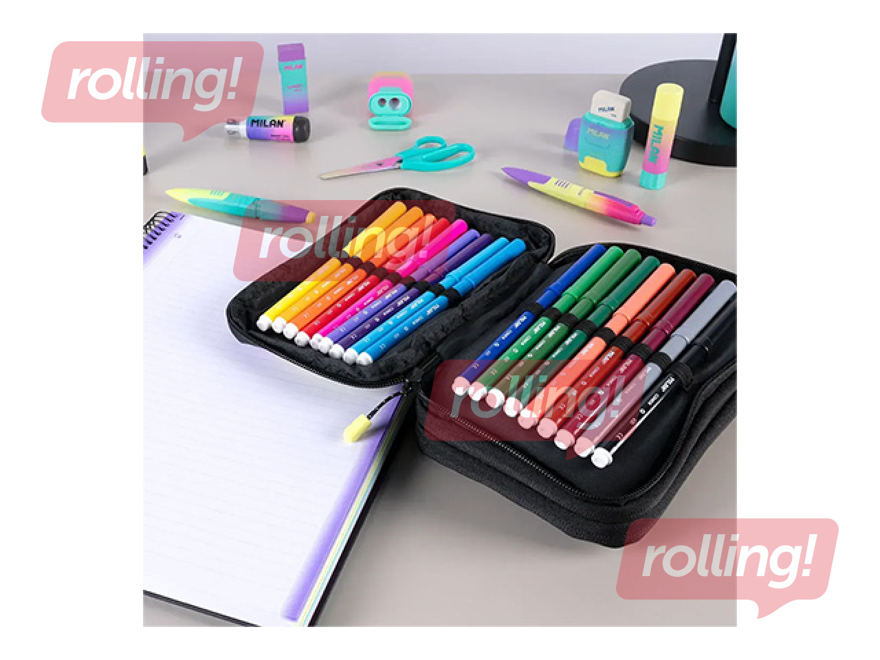Filled triple-decker pencil case Milan, Sunset