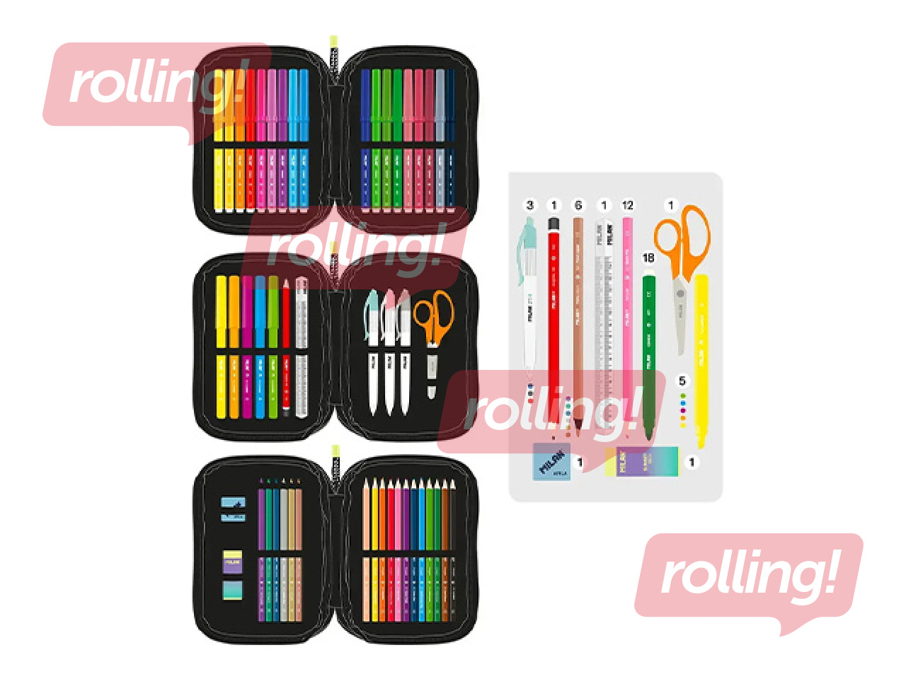 Filled triple-decker pencil case Milan, Sunset
