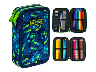 Pencil case Astra, Football, 2-compartment, with accesories