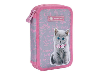 Pencil case Astra, Pinky Kitty, 2-compartment, without accessories