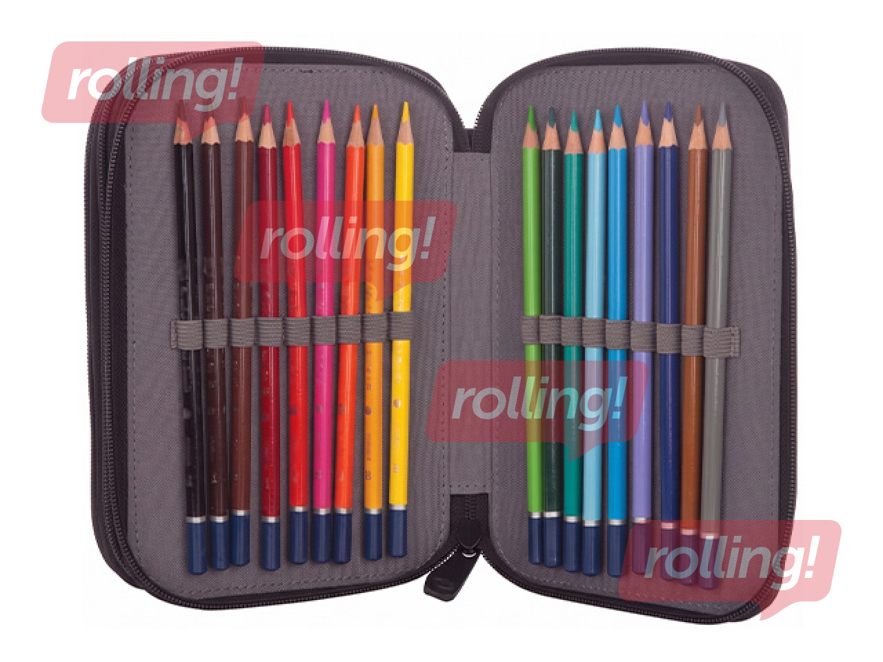 Pencil case Astra, Ultraviolet Cats, 3section, with accessories