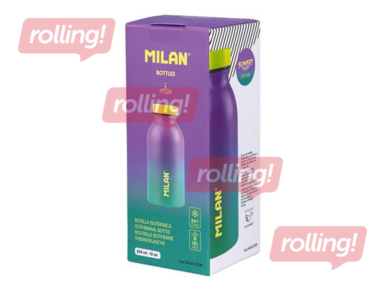 Roostevabast terasest isotermiline pudel Milan Sunset, 354ml, türkiissinine- lilla