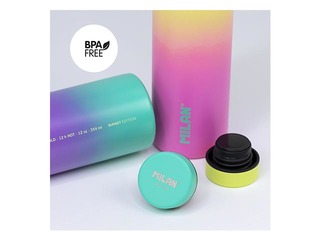 Roostevabast terasest pudel  Milan Sunset, 591ml, kollane- roosa