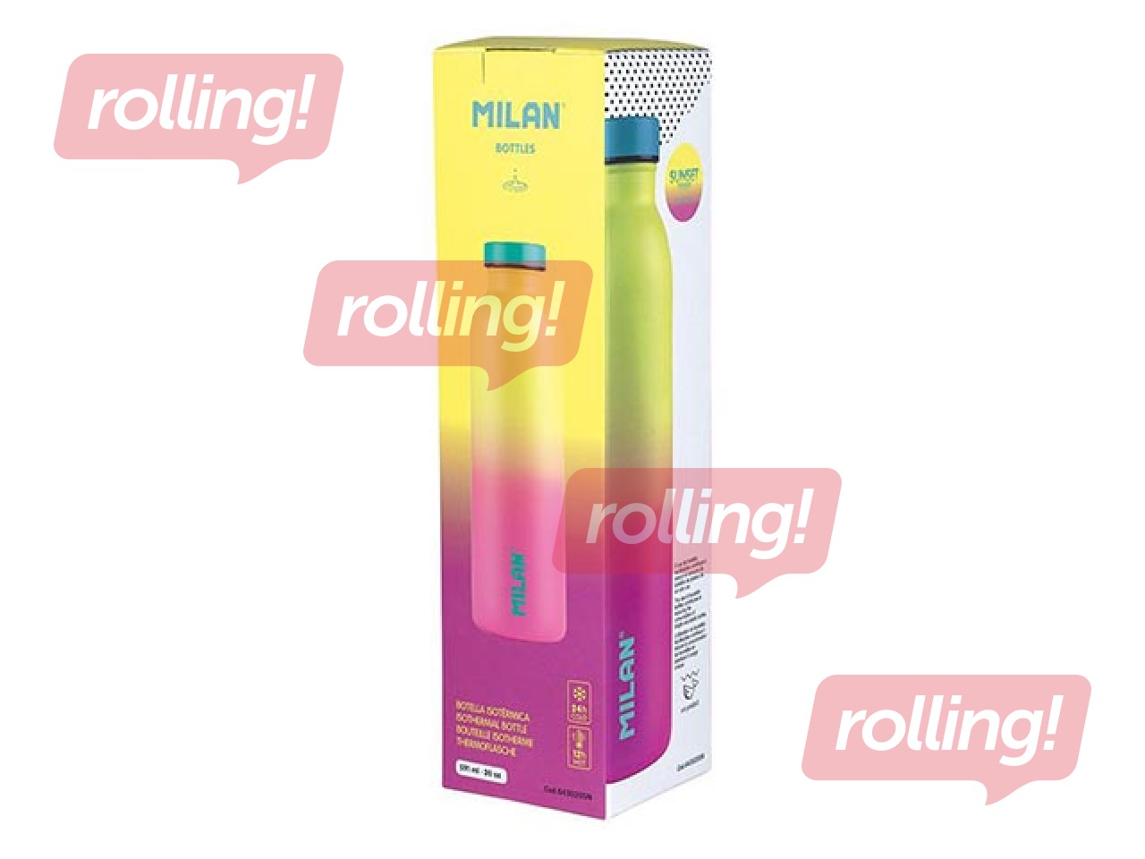 Stainless steel isothermal bottle Milan Sunset, 591ml, yellow- pink
