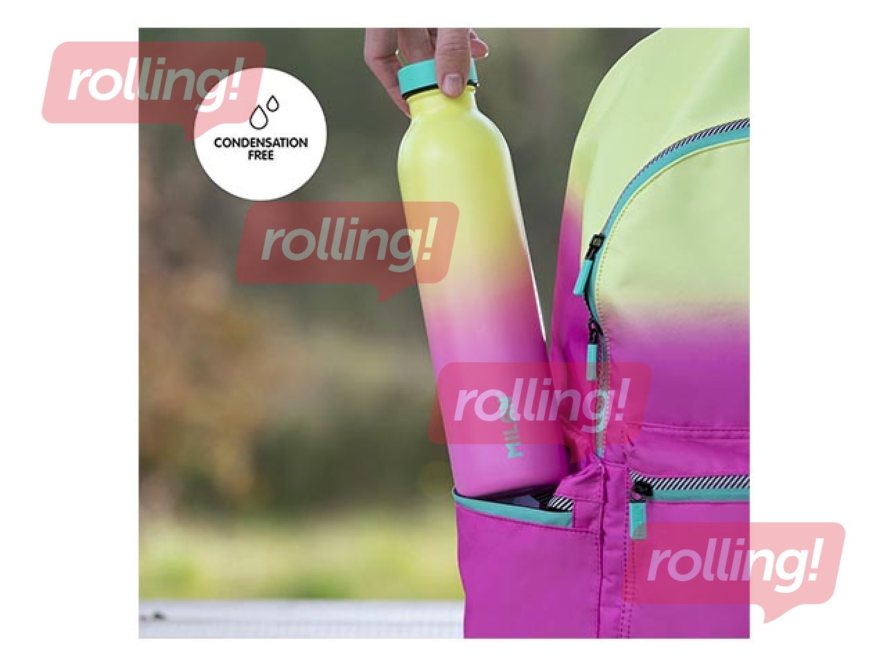 Stainless steel isothermal bottle Milan Sunset, 591ml, yellow- pink