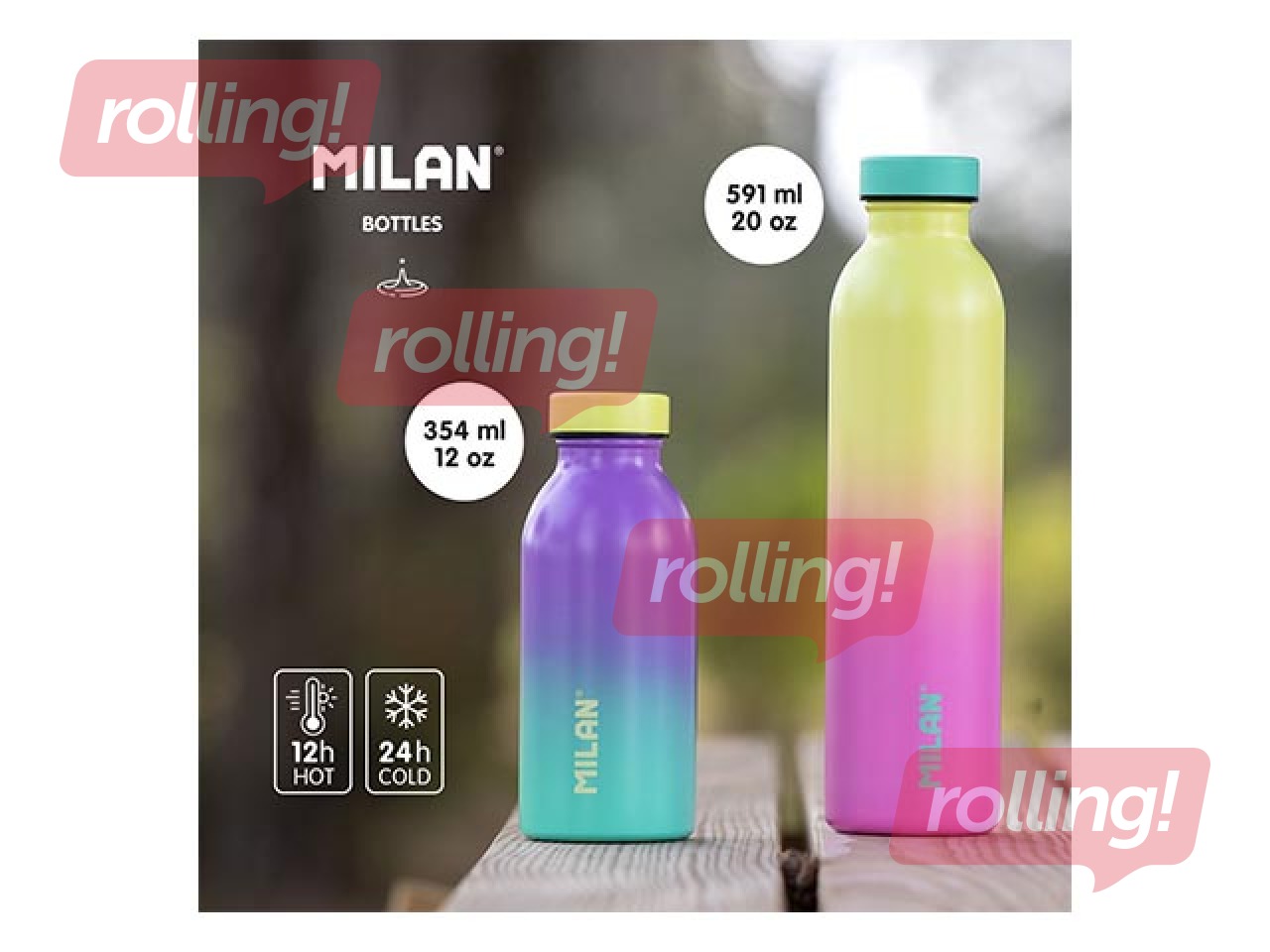 Stainless steel isothermal bottle Milan Sunset, 591ml, yellow- pink