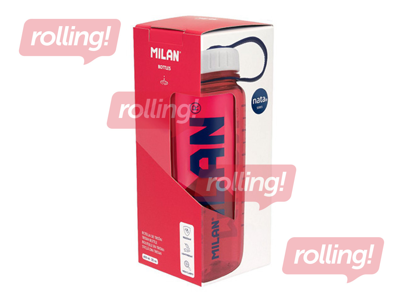 Ūdens pudele Milan, Tritan, caurspīdīga, sarkana, 650ml