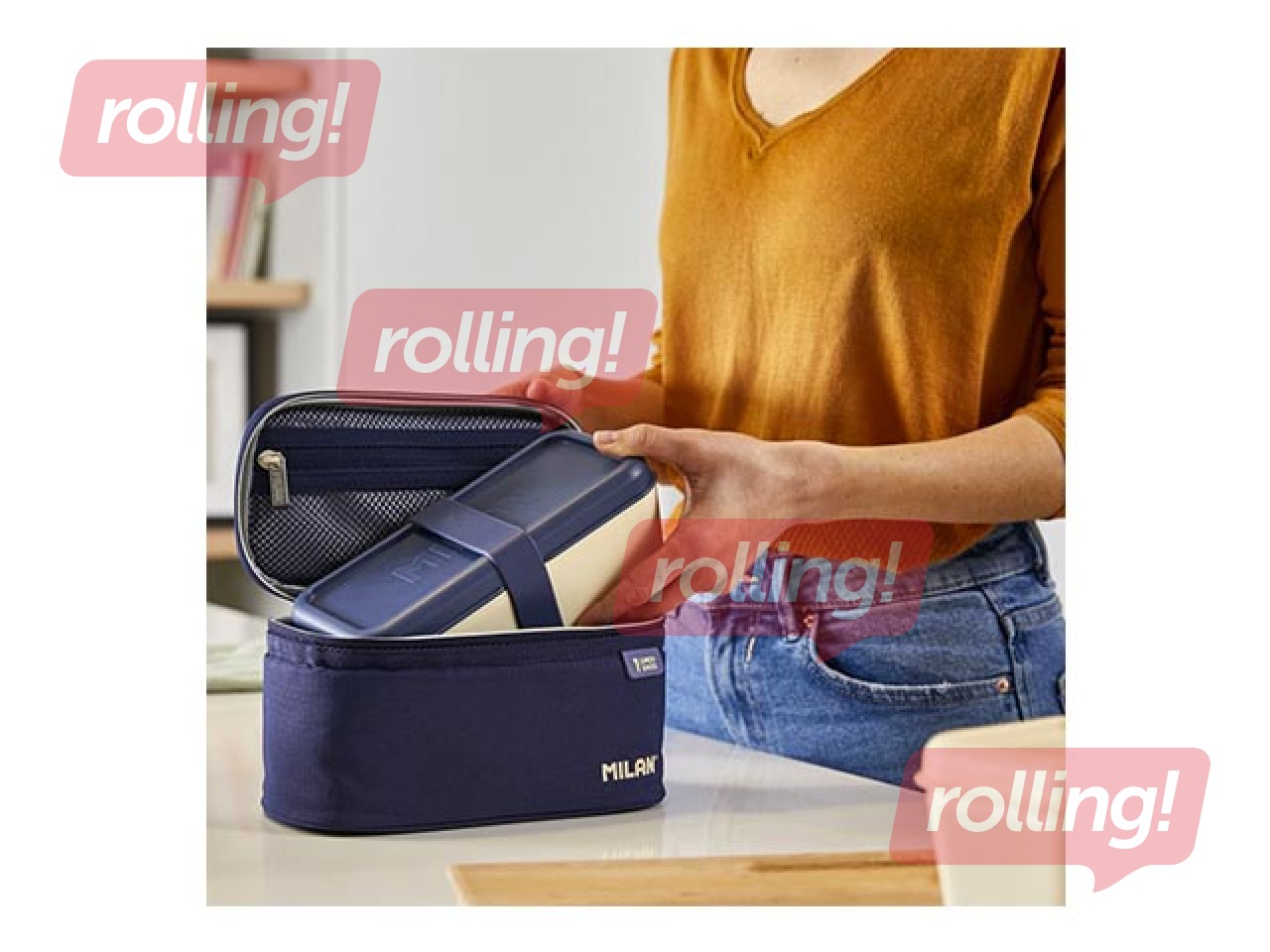 SALE Väike isotermiline toidukott Milan 1918, 1 söögikarbiga, 1,5 l, must