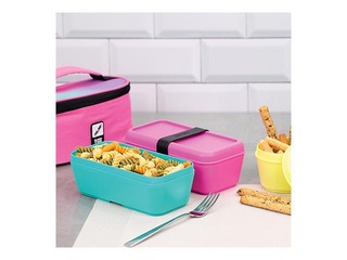 Small isothermal food bag Milan Sunset with 1 lunch box, 1.5l, pink