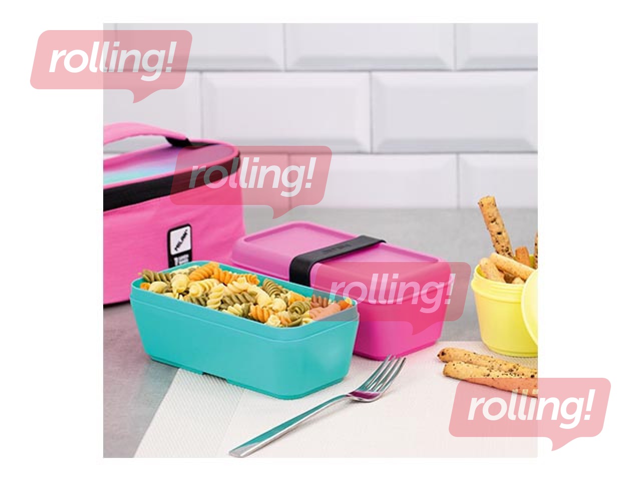 Small isothermal food bag Milan Sunset with 1 lunch box, 1.5l, pink