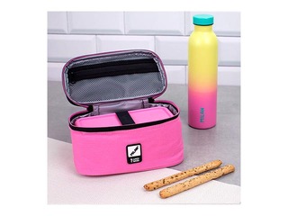 Small isothermal food bag Milan Sunset with 1 lunch box, 1.5l, pink