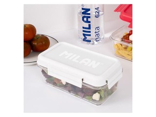 Lunch box Milan, Nata, rectangular, transparent with white lid, 1.2l