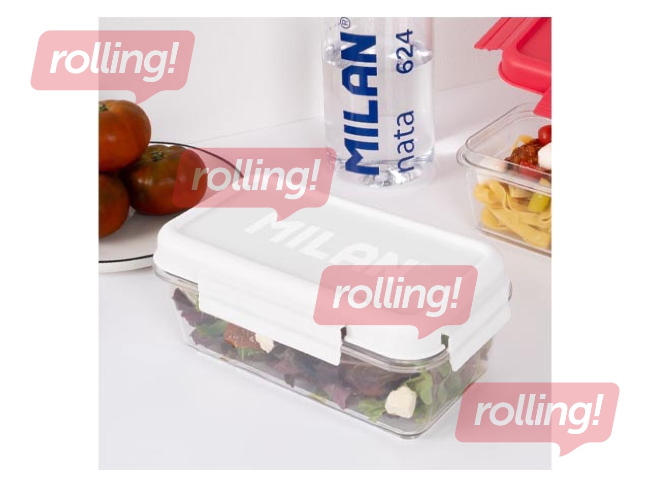 Lunch box Milan, Nata, rectangular, transparent with white lid, 1.2l
