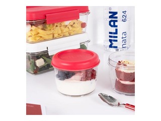 Lõunasöögi kast Milan, Nata, ümmargune, hermeetiline, läbipaistev roosa kaanega, 0.5l