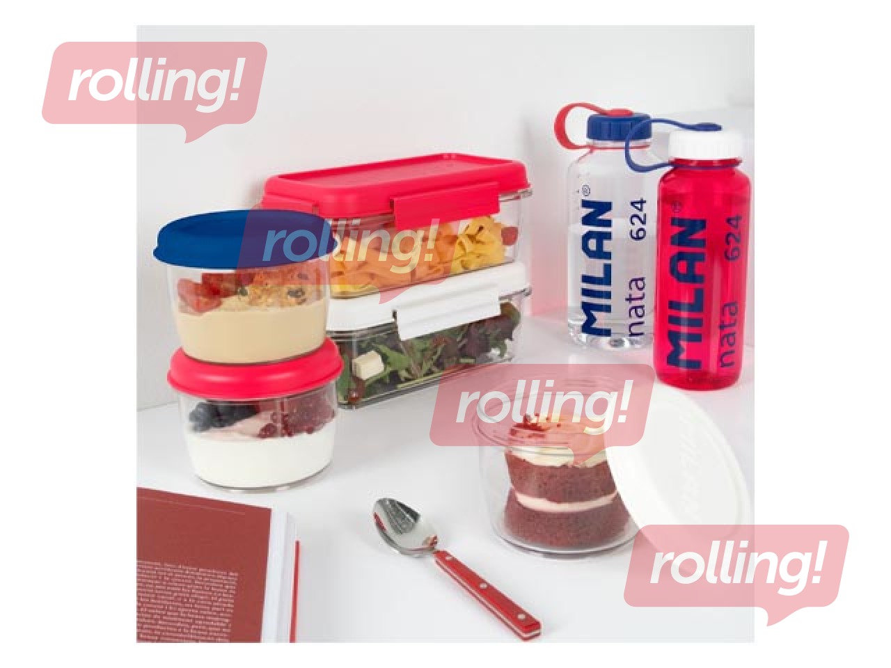 Lõunasöögi kast Milan, Nata, ümmargune, hermeetiline, läbipaistev roosa kaanega, 0.5l