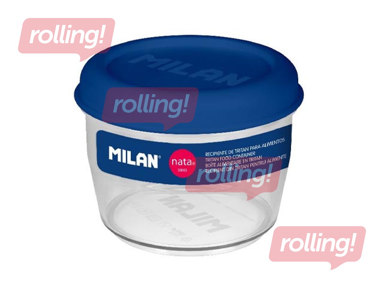 Lõunasöögi kast Milan, Nata, ümmargune, hermeetiline, läbipaistev sinise kaanega, 0.5l