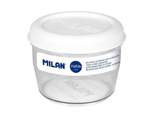 Контейнер для еды Milan, Nata, круглый, герметичный, прозрачный с белой крышкой, 0.5l