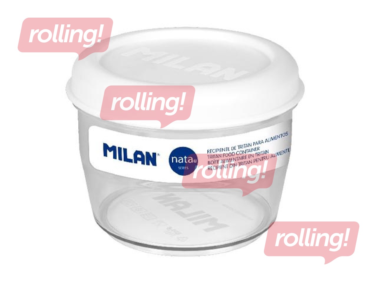 Lõunasöögi kast Milan, Nata, ümmargune, hermeetiline, läbipaistev valge kaanega, 0.5l